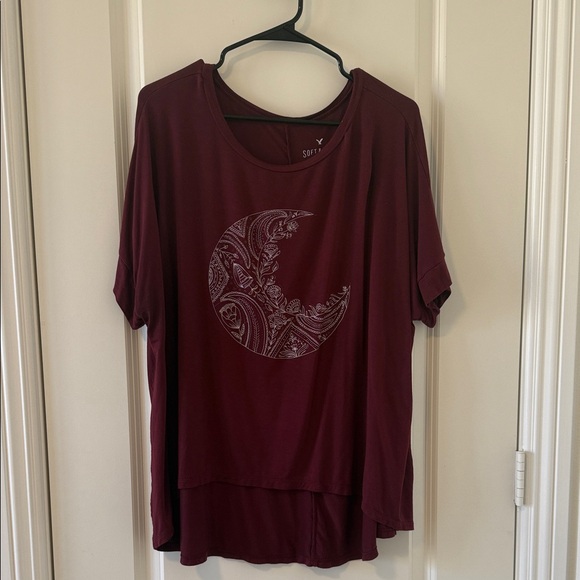 American Eagle Outfitters Tops - American Eagle Outfitters Burgundy Moon Tee
